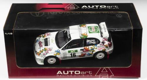 TOYOTA: A NOS 1:18 scale Autoart Toyota Corolla WRC 1998; Fujimoto/Sircombe #16, die-cast model