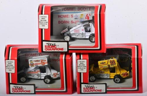 SPRINT CARS: A NOS 1:64 scale Racing Champions World Of Outlaws Sprint Cars #4 + #5 + #22, die-cast models; Quantity: 3