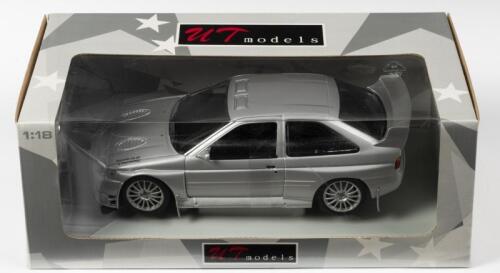 FORD: A NOS 1:18 scale UT Models Ford Escort RS Cosworth WRC Street Car - Silver, die-cast model