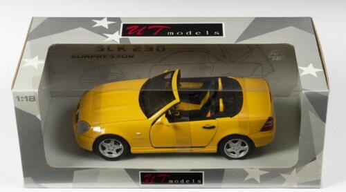MERCEDES-BENZ: A NOS 1:18 scale UT Models Mercedes-Benz SLK 230 Kompressor- Yellow, die-cast model