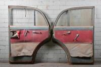 HOLDEN: A set of four FJ Holden doors left front right rear with glass. Right rear missing glass, right front broken glass. - 6