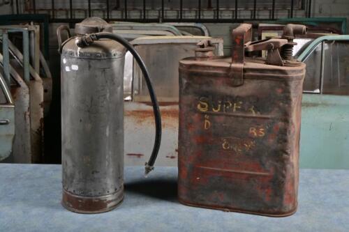 GARAGENALIA: A 20-litre 'Protectoseal Co, Chicago' petrol can and brass fire extinguisher
