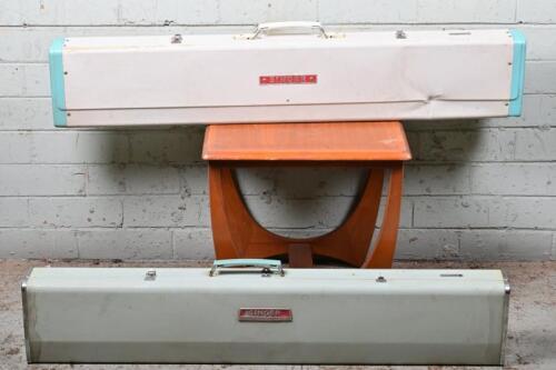 SINGER: Two large Japanese made Singer knitting machines in long fitted cases, one with original cardboard box