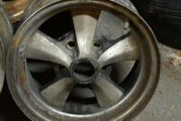 MAG WHEELS: Three 1970s Australian 13' five spoke and stud wheel, 2 with tyres and a 12' wheel - 2