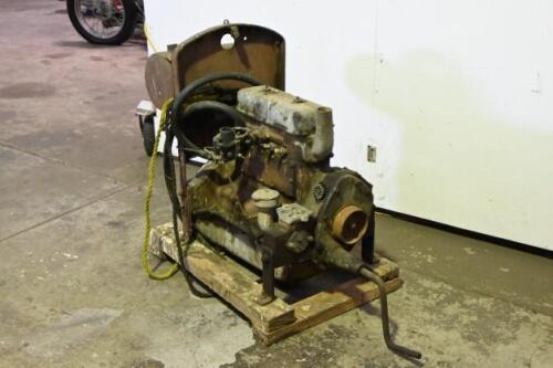 LEA FRANCIS: A rare 1920s Lea Francis Limited four cylinder engine on timber base with tank as used as a stationary engine on an old farm, engine no. cast with date '21.5.24', cast number '1570'
