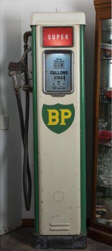 BP: A circa 1960s Wayne AS70 petrol pump bowser in BP livery in original unrestored condition, 189cm high