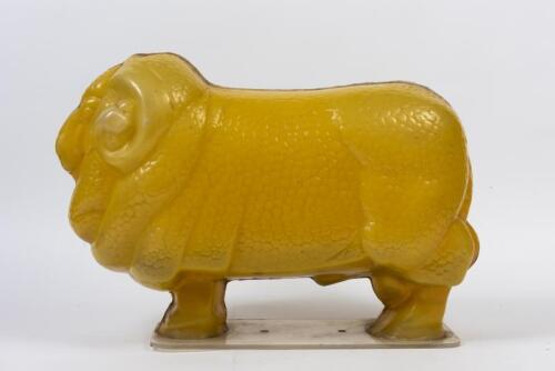 GOLDEN FLEECE: An original Golden Fleece acrylic ram bowser pump globe, 36cm high, 53cm wide, 20cm deep
