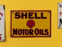 SHELL: An original "Shell Motor Oils" enamel advertising sign, 28cm high, 43cm wide
