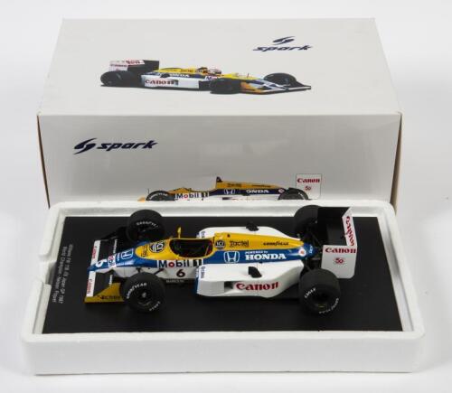 WILLIAMS: A 1:18 scale Spark F1 Williams FW 11B as raced by Nelson Piquet in 1987 Japan GP World champion, #6, in fitted box