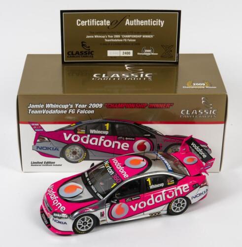 FALCON: A limited edition 1:18 scale Classic Carlectables Ford Falcon FG as raced by Jamie Whincup in 2009 Championship winner, Team Vodafone, #1, with COA numbered 946/2400, in double fitted box