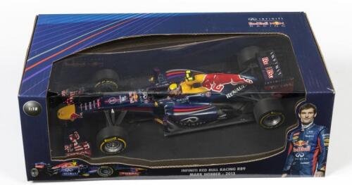 INFINITI: A 1:18 scale Minichamps F1 Infiniti Red Bull Racing RB9 as raced by Mark Webber in 2013, #2, Red Bull team, in fitted box