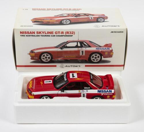 SKYLINE: A 1:18 scale Autoart Nissan Skyline GT-R (R32) as raced by Jim Richards in 1992 Australian Touring Car Championship, #1, in fitted box, box faded
