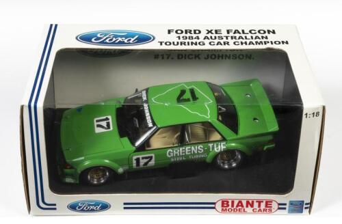 FALCON: A 1:18 scale Biante Ford Falcon XE as raced by Dick Johnson in 1984 Australian Touring Car Championship, #17, green, in fitted box