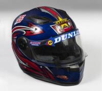 HELMET: A full faced blue motorcycle with applied racing stickers, size unknown - 2