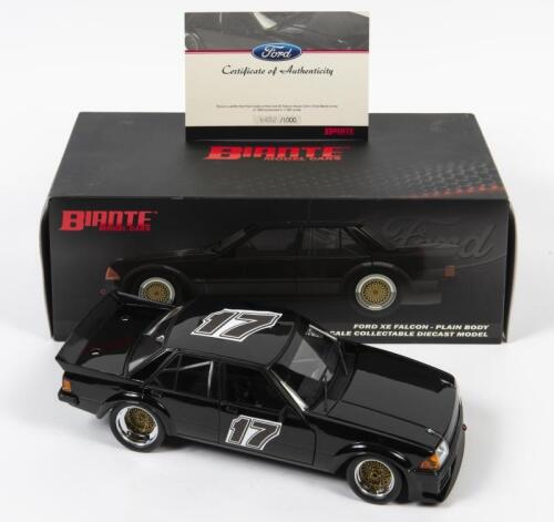 FALCON: A 1:18 scale Biante Ford Falcon XE, plain body, black, with later stickers livery #17, with COA numbered 652/1000, in fitted box