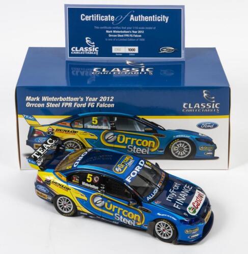 FALCON: A limited edition 1:18 scale Classic Carlectables Ford Falcon FG as raced by Mark Winterbottom in 2012 Orrcon Steel FPR, #5, with COA numbered 966/1000, in double fitted box