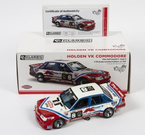 COMMODORE: A limited edition 1:18 scale Classic Carlectables Holden Commodore VK as raced by Allan Jones/Warren Cullen in 1984 Bathurst, #8, with COA numbered 686/750, in double fitted box