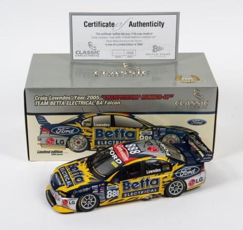 FALCON: A limited edition 1:18 scale Classic Carlectables Ford Falcon BA as raced by Lowndes in 2005, #888, Team Betta Electrical, championship runner-up, with COA numbered 688/2000, in double fitted box