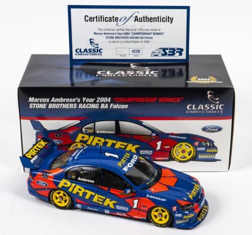 FALCON: A limited edition 1:18 scale Classic Carlectables Ford Falcon BA as raced by Marcos Ambrose in 2004 Stone Brothers Racing Championship winner, with COA numbered 2887/4250, in double fitted box