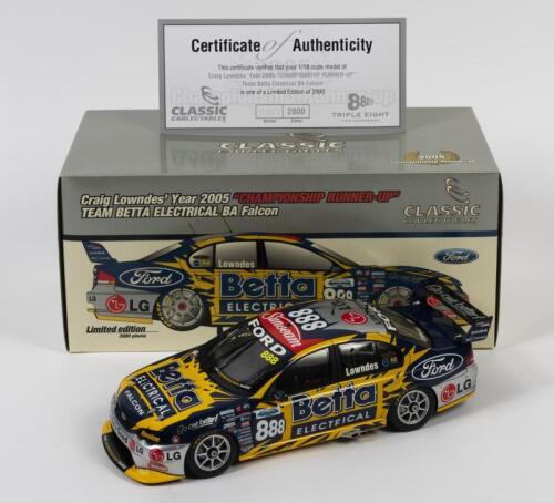 FALCON: A limited edition 1:18 scale Classic Carlectables Ford Falcon BA as raced by Craig Lowndes in 2005 Championship Runner-up, with COA numbered 683/2000, in double fitted box