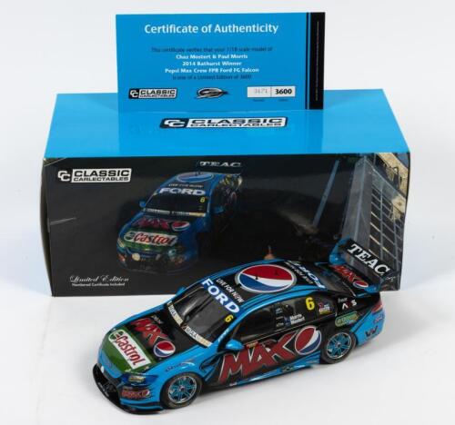FALCON: A limited edition 1:18 scale Classic Carlectables Ford FG Falcon, Chaz Mosterts/ Paul Morris in 2014 Bathurst winner, Pepsi Max crew FPR livery, with COA numbered 3171/3600, in double fitted box