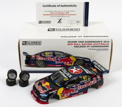 COMMODORE: A limited edition 1:18 scale Classic Carlectables Holden VF Commodore as raced by Shane Van Gisbergen in 2016, Red Bull Holden racing team, #97, with COA numbered 354/750, in double fitted box