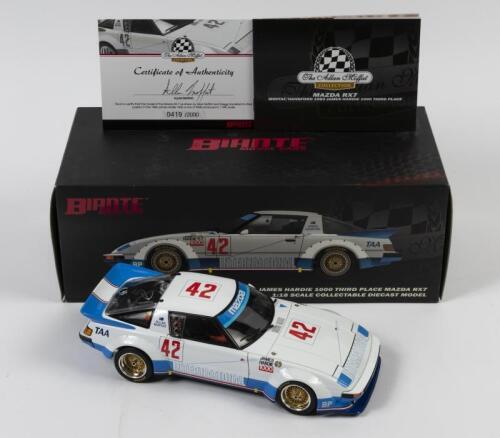 RX7: A 1:18 scale Biante Mazda RX7 as raced by Allan Moffatt/Greg Hansford in 1984 James Hardie 1000 third place, #42, in fitted box