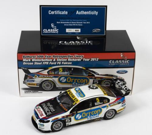 FALCON: A limited edition 1:18 scale Classic Carlectables Ford Falcon FG as raced by Winterbottom/Richards in 2012 Orrcon Steel FPR, #5, Bathurst 50th year retrospective livery, with COA numbered 900/1650, in double fitted box