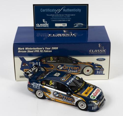 FALCON: A limited edition 1:18 scale Classic Carlectables Ford Falcon FG as raced by Mark Winterbottom in 2009, #5, with COA numbered 852/1000, in double fitted box