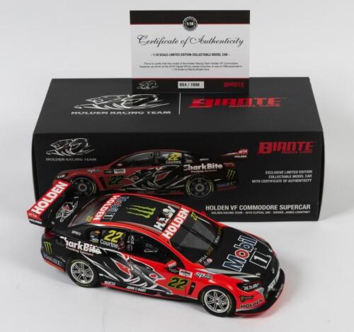 COMMODORE: A limited edition 1:18 scale Biante Holden VF Commodore as raced by James Courtney in 2016 Clipsal 500, #22, Holden Racing Team, with COA numbered 654/1008, aerial detached but present, in fitted box