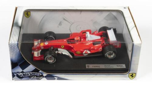 FERRARI: A 1:18 scale Hot Wheels F1 Ferrari F2005 as raced by Michael Schumacher, #1, sponsored by Bridgestone, Vodafone, AMD and others, in fitted box