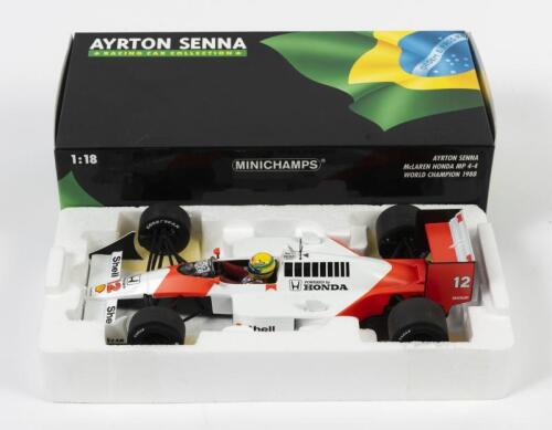 MCLAREN: A 1:18 scale Ayrton Senna F1 McLaren Honda MP 4-4, #12, World Champion 1988, in fitted box