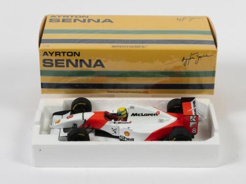 MCLAREN: A 1:18 scale Ayrton Senna F1 McLaren Ford V8 MP4/8, year 1993, in fitted box