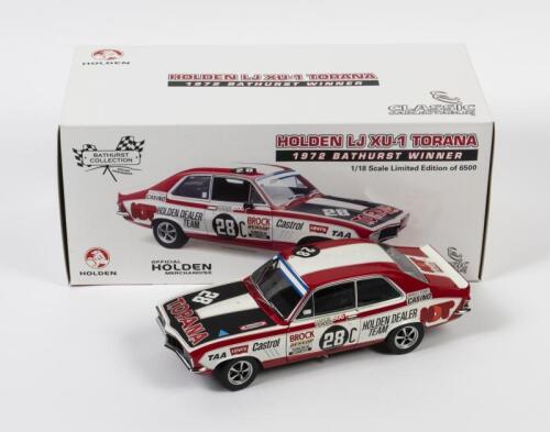 TORANA: A limited edition 1:18 scale Classic Carlectables Holden LJ XU-1 Torana in 1972 Bathurst winner, #28, with COA numbered 1793/6500, in Double fitted box
