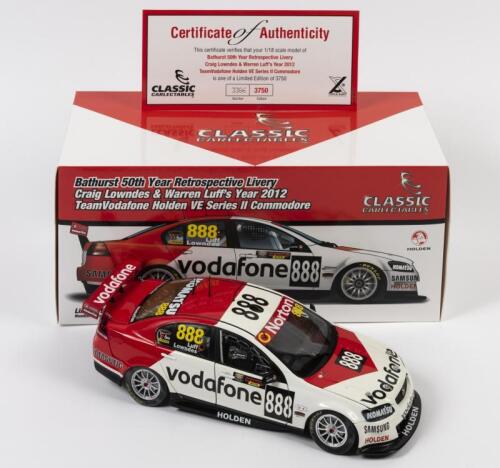 COMMODORE: A limited edition 1:18 scale Classic Carlectables Holden VE Series II Commodore as raced by Craig Lowndes/Warren Luff in 2012 Bathurst 50th year retrospective livery, Team Vodafone, with COA numbered 3386/3750, in double fitted box