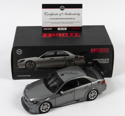 MERCEDES: A limited edition 1:18 scale Biante Mercedes-Benz E63 AMG, plain body prototype, silver, with COA numbered 605/750, aerials detached but present, in fitted box