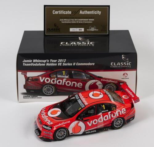 COMMODORE: A limited edition 1:18 scale Classic Carlectables Holden VE Series II Commodore as raced by Jamie Whincup in 2012 Championship winner, Team Vodafone, #1, with COA numbered 58/800, in double fitted box
