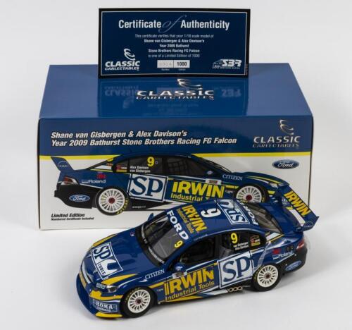 FALCON: A limited edition 1:18 scale Classic Carlectables Ford Falcon as raced by Shane Van Gisbergen/Alex Davison in 2009 Bathurst , Stone Brothers Racing FG Falcon, #9, with COA numbered 914/1000, in double fitted box, box faded