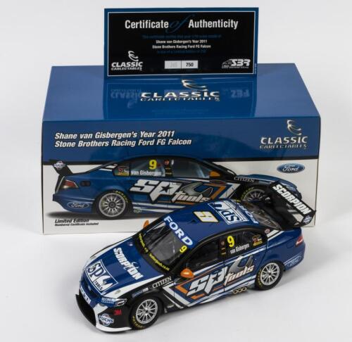 FALCON: A limited edition 1:18 scale Classic Carlectables Ford Falcon as raced by Shane Van Gisbergen in 2011 Stone Brothers Racing FG Falcon, #9, with COA numbered 265/750, in double fitted box