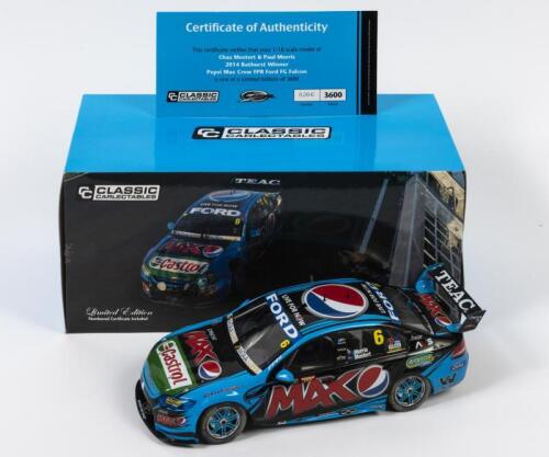 FALCON: A limited edition 1:18 scale Classic Carlectables Ford Falcon as raced by Chaz Mostert/Paul Morris in 2014 Bathurst winner Pepsi Max crew FPR Ford FG Falcon, with COA numbered 206/3600, in double fitted box
