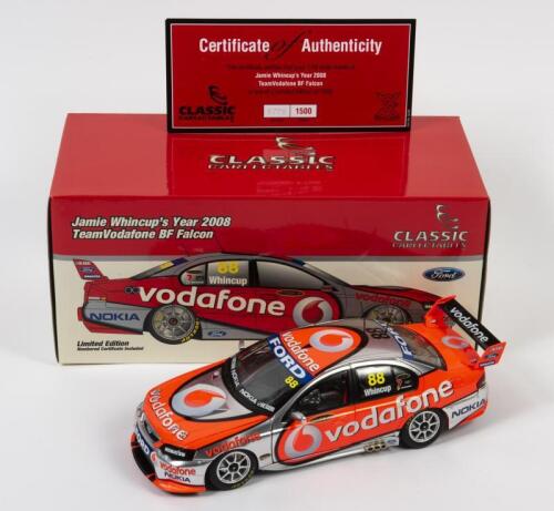 FALCON: A limited edition 1:18 scale Classic Carlectables Ford Falcon as raced by Jamie Whincup in 2008 Team Vodafone BF Falcon, #88, with COA numbered 776/1500, in double fitted box, box faded