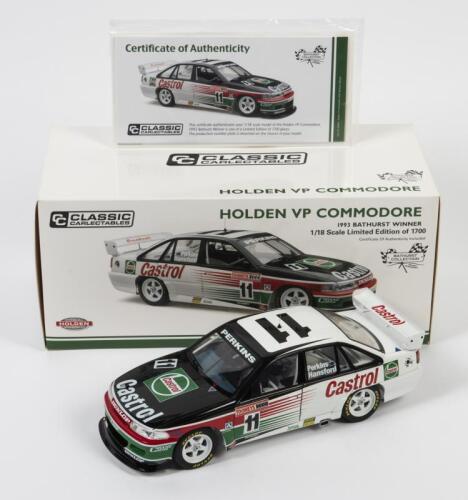 COMMODORE: A limited edition 1:18 scale Classic Carlectables Holden VP Commodore as raced by Larry Perkins/Greg Hansford in 1993 Bathurst winner, #11, with COA numbered 1042/1700, in double fitted box