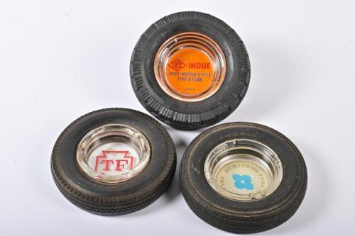 NOVELTY ASHTRAYS:Three novelty tyre form promotional ashtrays, including Sumitomo