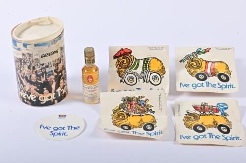 GOLDEN FLEECE: An interesting Golden Fleece merchandising canister for Golden Fleece resellers "I've got The Spirit"