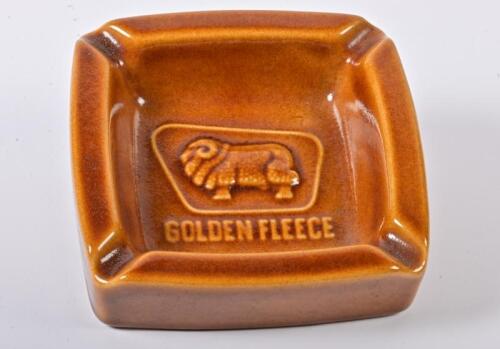 GOLDEN FLEECE: A 1960s/1970s ceramic branded ashtray by Elisher Australia