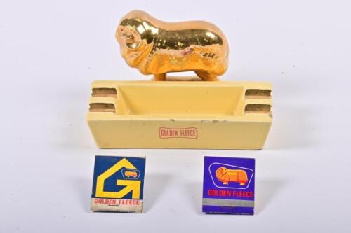 GOLDEN FLEECE: A porcelain Golden Fleece ashtray, made by Dianna and two books of matches