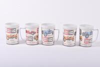 CHAMPION: Five plastic promotional mugs