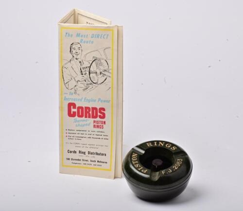 VICTORIAN ROAD MAP: A circa 1950s Collins Road Map of Victoria together with an ashtray marked Piston Rings