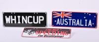 NUMBER PLATES: A three commemorative metal number plates