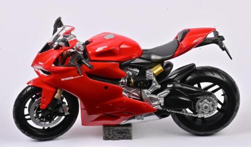 DUCATI: A scale 1:12 Maisto Ducati 1199 Panigale, red, wheels roll and steer, die cast metal with some plastic parts, no box